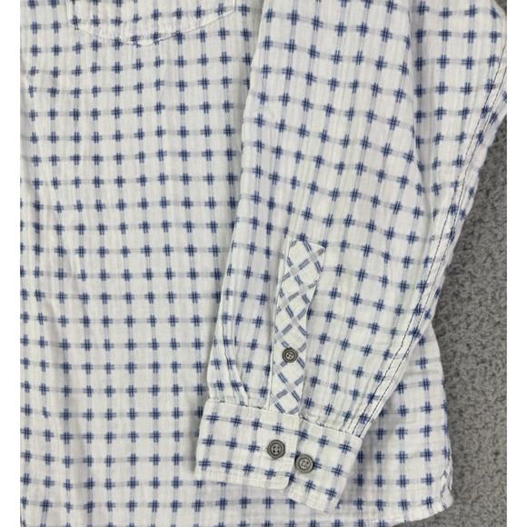Carbon2Cobalt Mens XL Cotton Grid Shirt White Blue - Picture 3 of 15